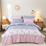 Blue-Bedsheet-With-Leaf-Design