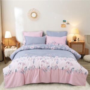 Ginnora Flames Blue Bedsheet With Leaf Design