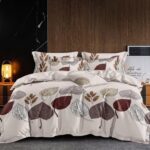 Ginnora White With Multicoloue Leaf Design Bedsheet