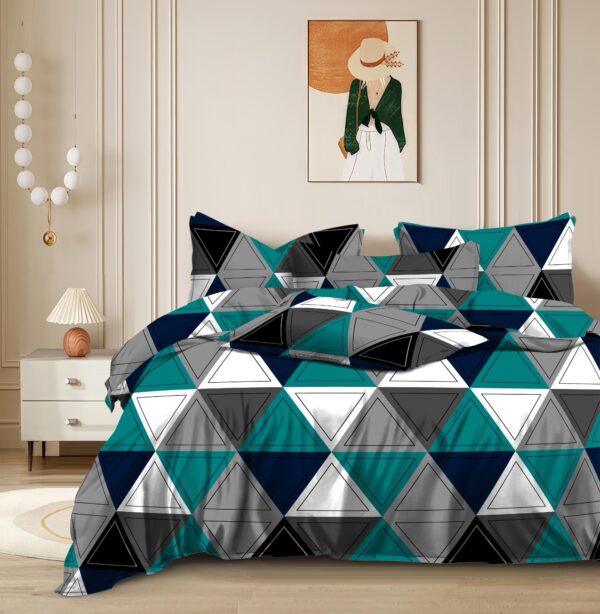 Blue and Green Multicolour Bedsheet