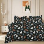 Multi colour bedsheet with leaf design